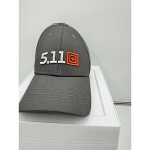 5.11 511 Gray Tactical Hat 2014 Orange Logo Raised Embroidered OSFM Cap w/ Strap